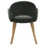 Set of 2 Green Upholstered Dining Chairs with Oak Legs - Colbie
