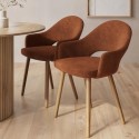 CLB020 Set of 2 Burnt Orange Upholstered Dining Chairs with Oak Legs - Colbie