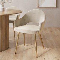 Set of 2 Beige Upholstered Dining Chairs with Gold Legs - Colbie Set of 2 Beige Upholstered Dining Chairs with Gold Legs - Colbie