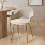 Set of 2 Beige Upholstered Dining Chairs with Gold Legs - Colbie