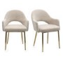 Set of 2 Beige Fabric Dining Chairs with Gold Legs - Colbie