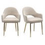 Set of 2 Beige Upholstered Dining Chairs with Gold Legs - Colbie