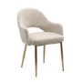 Set of 6 Beige Upholstered Dining Chairs with Gold Legs - Colbie
