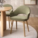 CLB023 Set of 2 Sage Green Velvet Dining Chairs with Oak Legs - Colbie