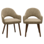 Set of 2 Beige Faux Leather Dining Chairs with Walnut Legs - Colbie
