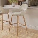 CLB025S Oak and Beige Upholstered Kitchen Stool with Back - Colbie