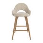 Set of 3 Oak and Beige Upholstered Kitchen Stools with Back - Colbie
