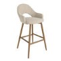 Set of 3 Oak and Beige Upholstered Kitchen Stools with Back - Colbie