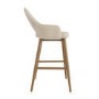 Set of 3 Oak and Beige Upholstered Kitchen Stools with Back - Colbie