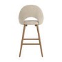 Set of 3 Oak and Beige Upholstered Kitchen Stools with Back - Colbie