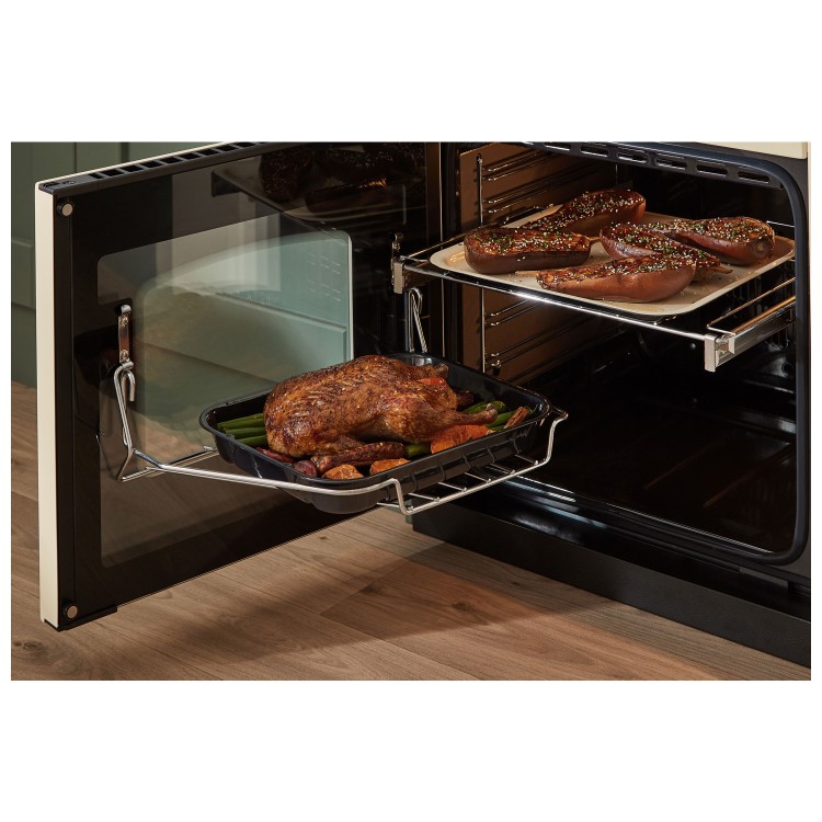 Rangemaster Classic Deluxe 110cm Base Cavity Dual Fuel Range Cooker - Pale Cream & Chrome