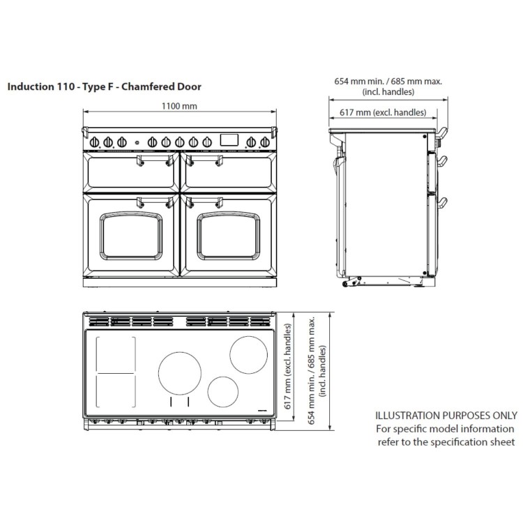 Rangemaster Classic Deluxe 110cm Base Cavity Induction Range Cooker - Pale Cream & Chrome