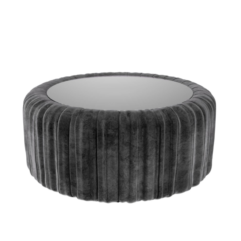 Dark Grey Velvet Coffee Table with Ottoman Storage Clio BuyItDirect.ie
