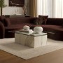 Large Rectangular Glass and White Marble Effect Coffee Table - Celine