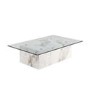 Large Rectangular Glass and White Marble Effect Coffee Table - Celine