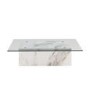 Large Rectangular Glass and White Marble Effect Coffee Table - Celine