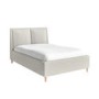 Beige Upholstered Double Ottoman Bed with Pillow Headboard- Clifton