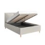 Beige Upholstered Double Ottoman Bed with Pillow Headboard- Clifton