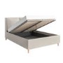 Beige Upholstered Double Ottoman Bed with Pillow Headboard- Clifton