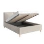Beige Upholstered King Size Ottoman Bed with Pillow Headboard - Clifton