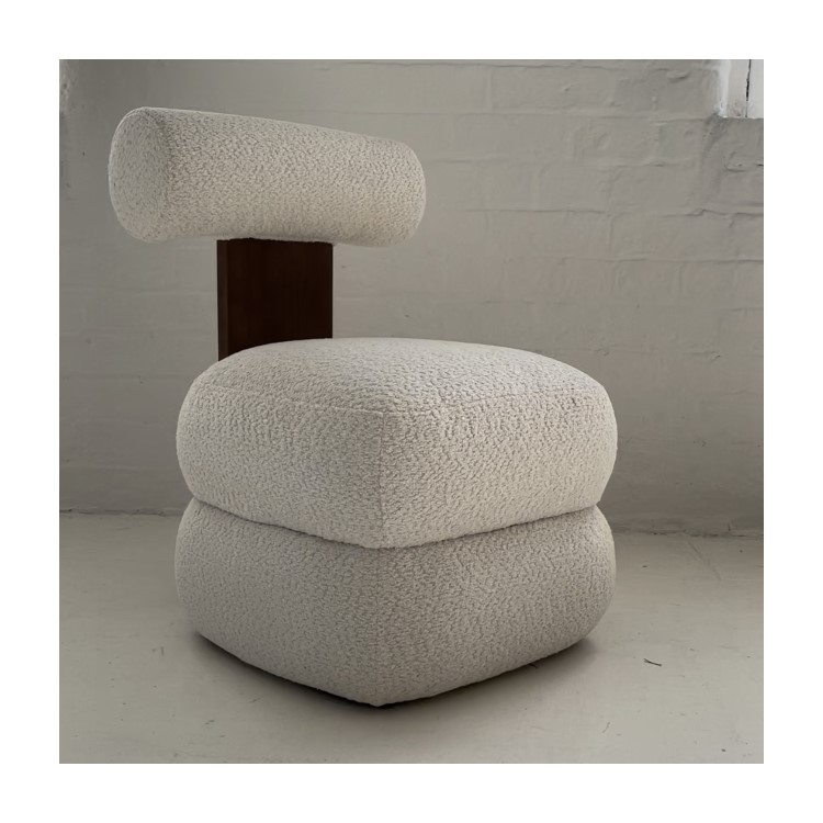 Cream Boucle Roll Back Dressing Table Chair - Cleo
