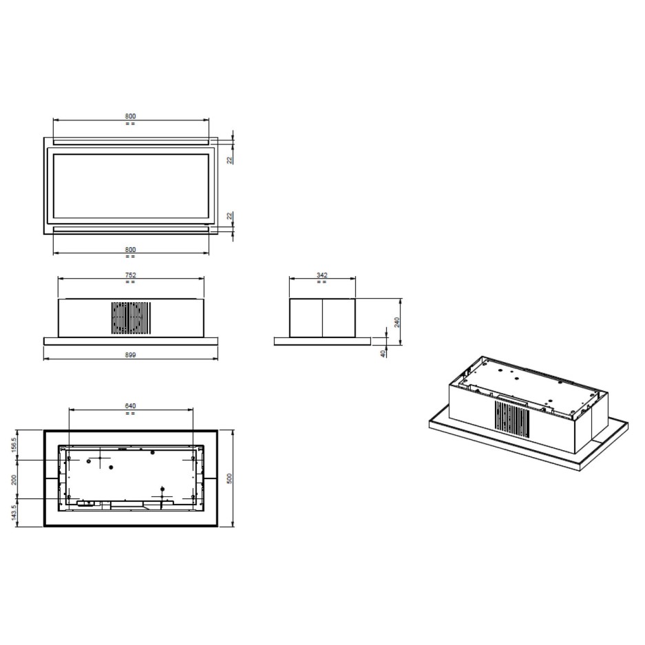 Elica Cloud 7 Stainless Steel 90x50cm Ceiling Extractor Recirculating