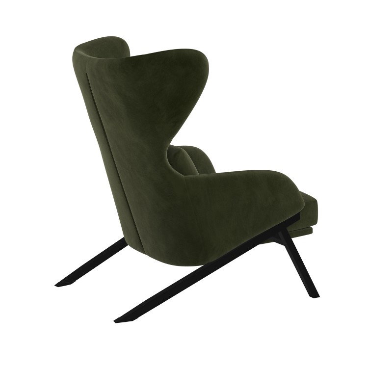 Dark Green Velvet Wingback Accent Chair - Clarence