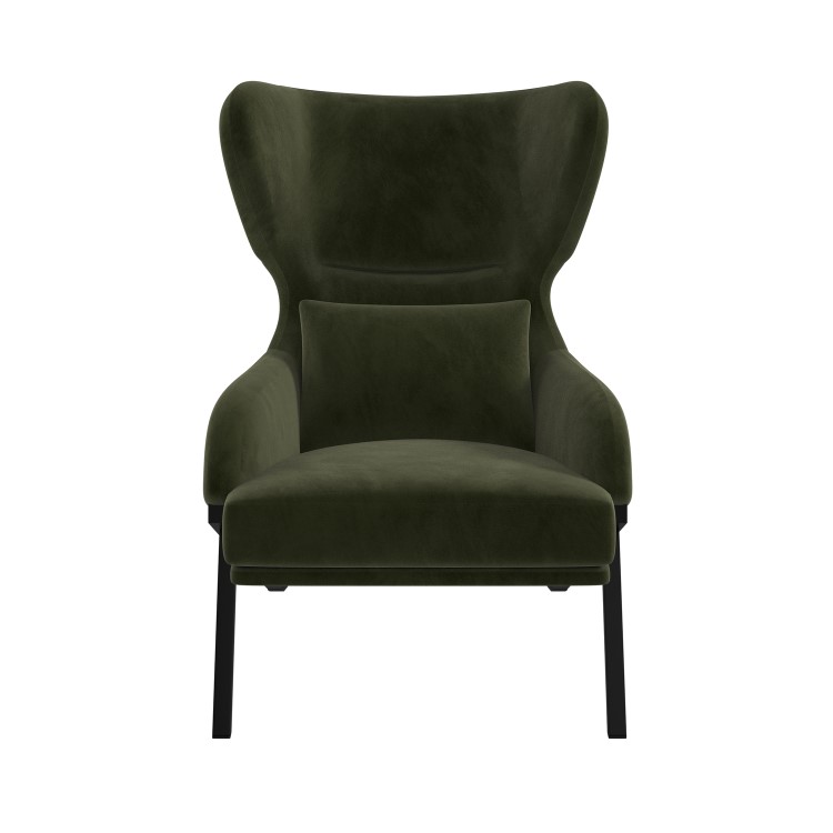 Dark Green Velvet Wingback Accent Chair - Clarence