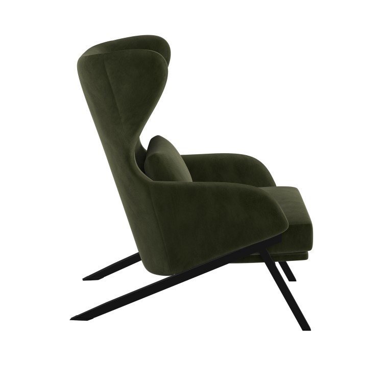 Dark Green Velvet Wingback Accent Chair - Clarence
