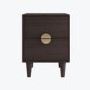 Dark Wood 2-Drawer Bedside Table with Gold Handles - Celeste