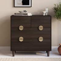 Dark Wood Chest of 4 Drawers with Gold Handles - Celeste Dark Wood Chest of 4 Drawers with Gold Handles - Celeste