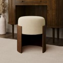 CLV001 Cream Upholstered Bedroom Stool With Curved Walnut Base - Clover