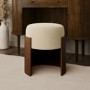 Cream Upholstered Bedroom Stool With Curved Walnut Base - Clover