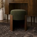 CLV002 Green Upholstered Bedroom Stool With Curved Walnut Base - Clover