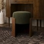 Green Upholstered Bedroom Stool With Curved Walnut Base - Clover