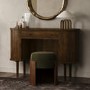 Green Upholstered Bedroom Stool With Curved Walnut Base - Clover