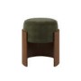 Green Upholstered Bedroom Stool With Curved Walnut Base - Clover