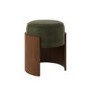 Green Upholstered Bedroom Stool With Curved Walnut Base - Clover