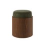 Green Upholstered Bedroom Stool With Curved Walnut Base - Clover