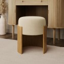 CLV003 Cream Upholstered Bedroom Stool With Curved Oak Base - Clover
