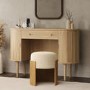 Cream Upholstered Bedroom Stool With Curved Oak Base - Clover
