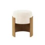 Cream Upholstered Bedroom Stool With Curved Oak Base - Clover