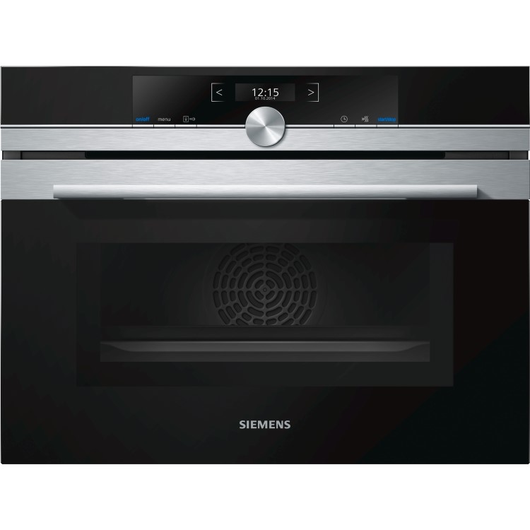 Siemens iQ700 Built In Compact Electric Single Oven with Microwave Function - Stainless Steel