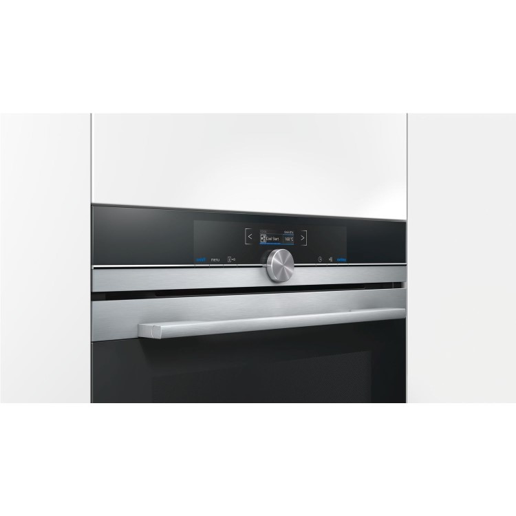 Siemens iQ700 Built In Compact Electric Single Oven with Microwave Function - Stainless Steel