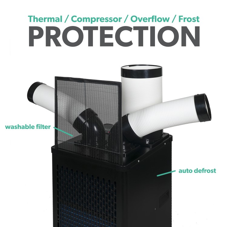 Refurbished electriQ 12000 BTU Portable Commercial Air Conditioner for up to 30 sqm areas - Heavy Duty Metal Body