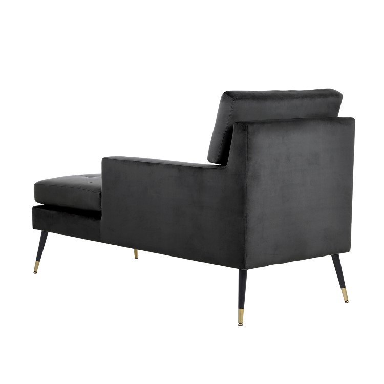 Mid-Century Modern Chaise Lounge Chair in Grey Velvet - Campbell