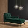 Mid-Century Modern Dark Green Velvet Chaise Lounge - Campbell