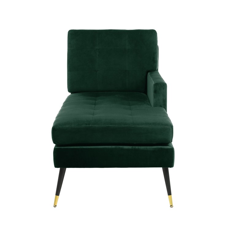 Mid-Century Modern Dark Green Velvet Chaise Lounge - Campbell