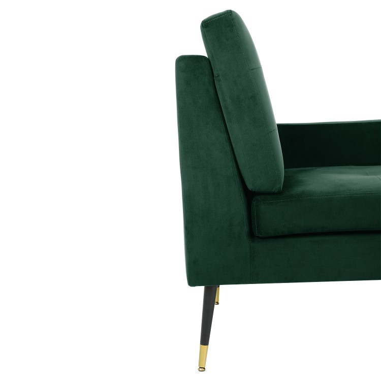 Mid-Century Modern Dark Green Velvet Chaise Lounge - Campbell