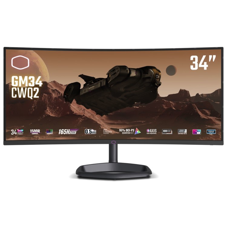 Cooler Master GM34-CWQ2-EK 34" WQHD 165hz Quantum Dot VA Curved Gaming Monitor